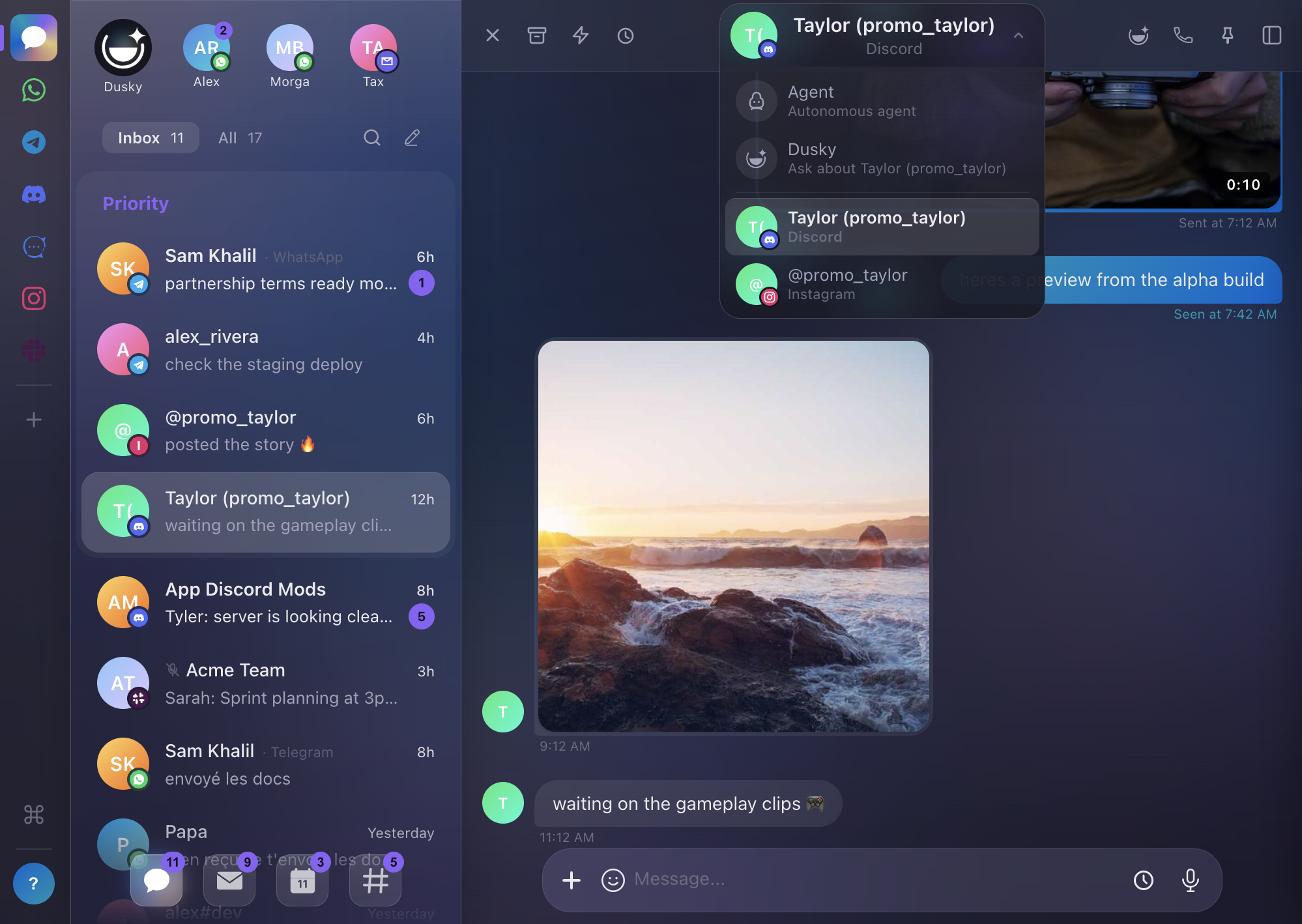 Dusky reschedule cross-app desde un solo comando
